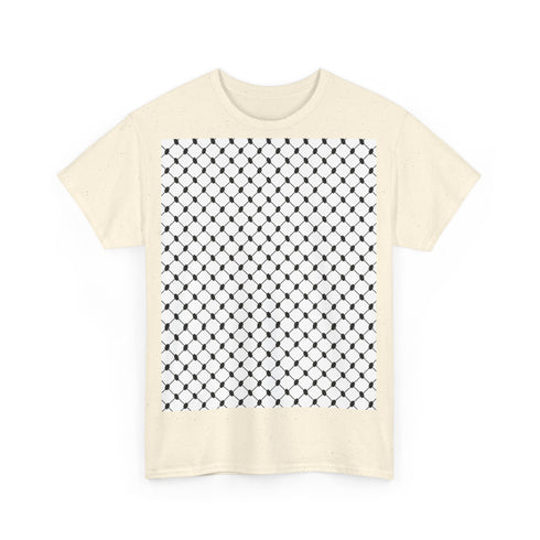 Keffiyeh Pattern Heavy Cotton Tee - Modern Mesh Design Streetwear T-Shirt